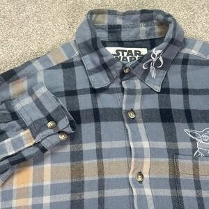 Star Wars The Mandalorian Baby Yoda Flannel Shirt Men's M This Is The Way